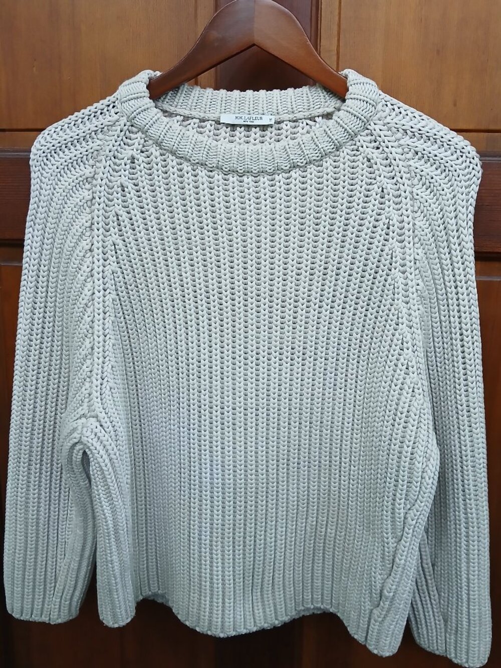 M.M.LAFLEUR Soft Oyster Pearl Chunky Knit Relaxed Fit Sweater - Like New